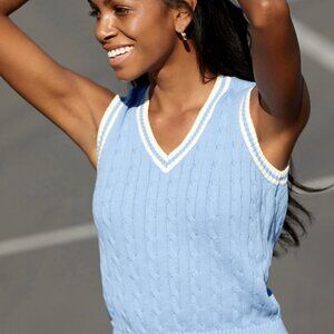 RARE!! Brandy John Galt Blue and White Knit Vest
